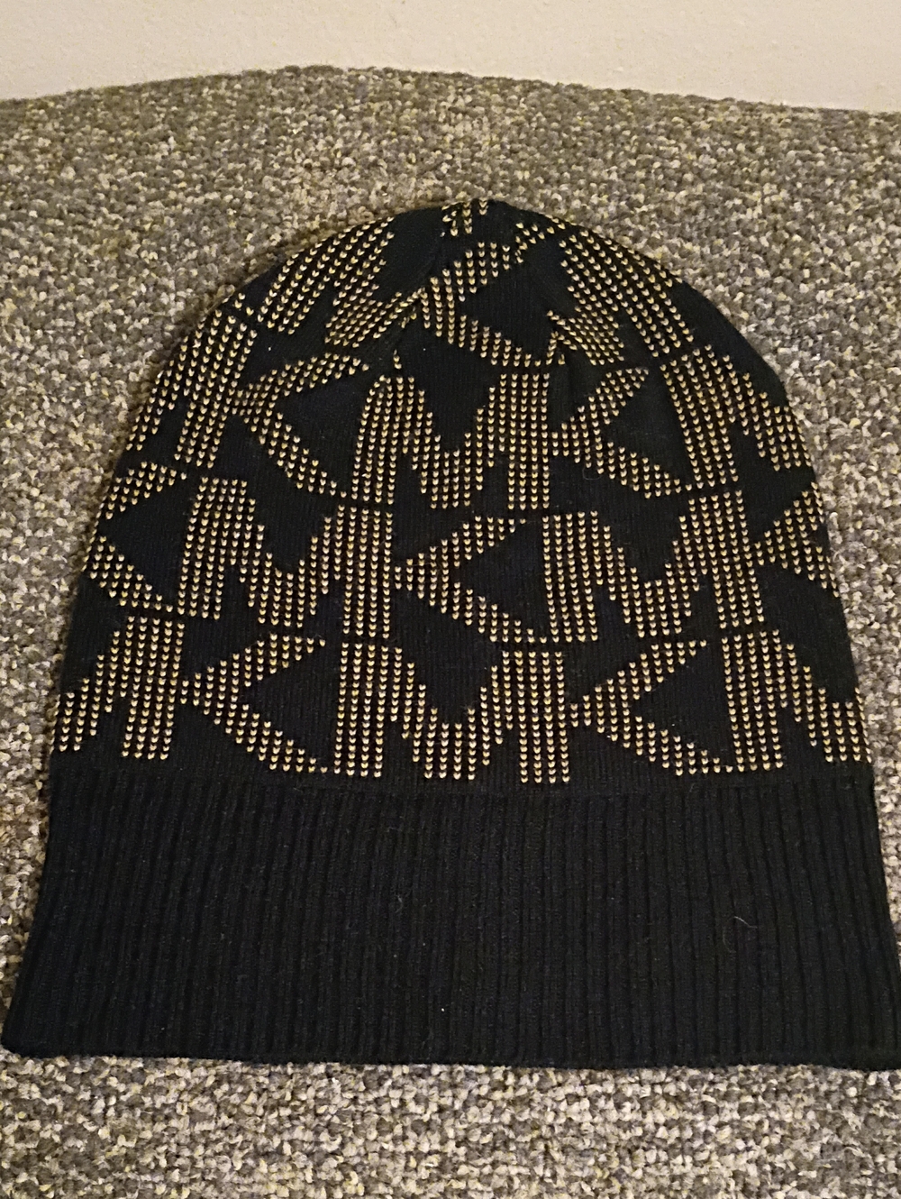 Michael Kors Women's Black & Brown Logo Knit Beanie